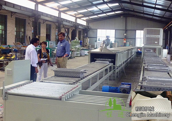 橫跨乳膠枕頭生產(chǎn)線